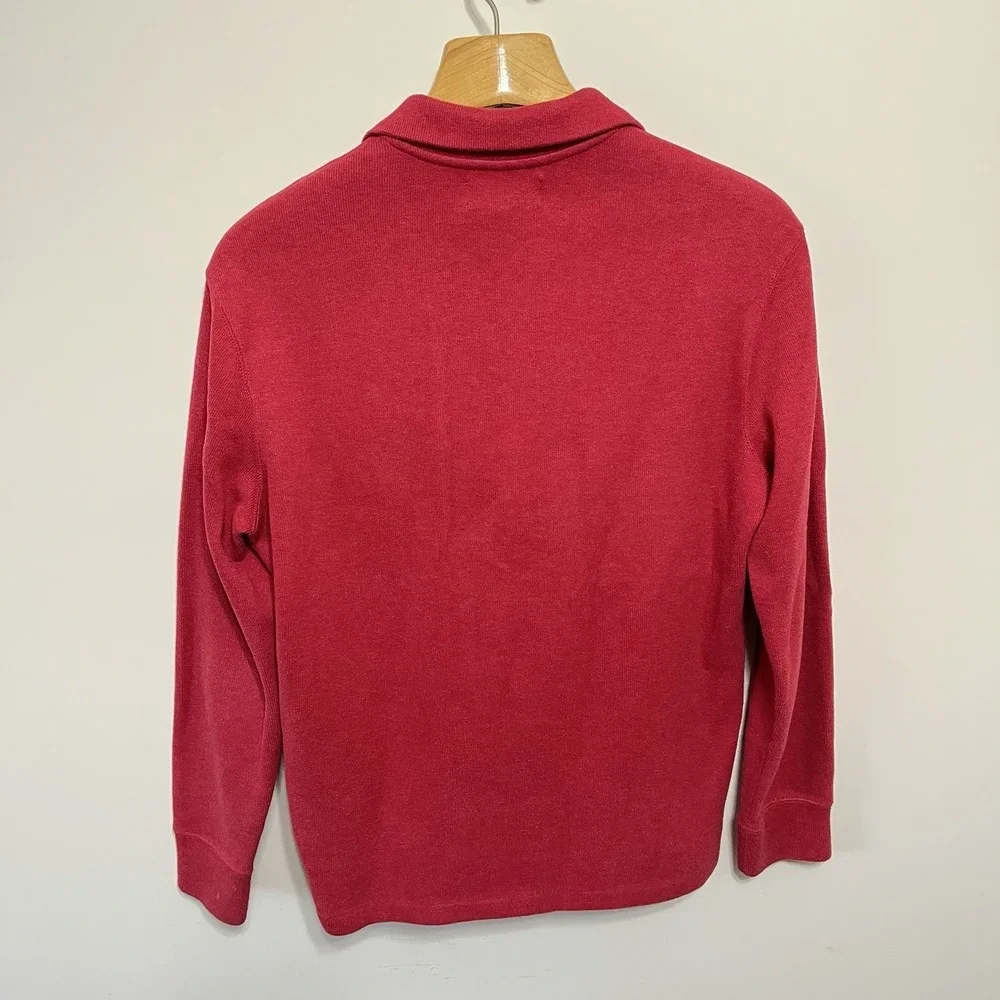 Polo Ralph Lauren Sweater Mens M Red Quarter Zip Red Pony Logo Estate Rib Preppy